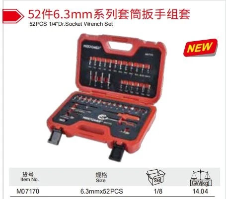 52 bucăți 1/4" Set chei cu dublă dr. Producător din China Maxpower LIYU