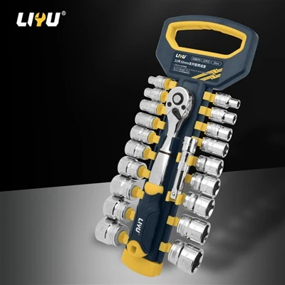 Set de chei tubulare cu clichet rapid cu manșon Dafei de 12,5 mm de grad industrial-Set de instrumente pentru reparații auto Set de 21 de piese